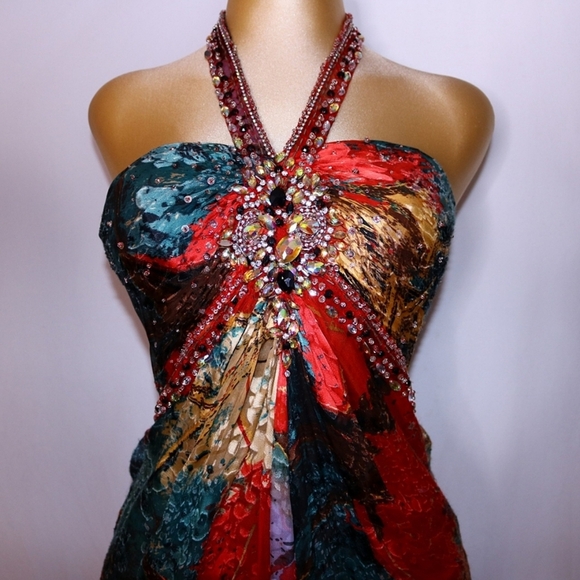 Stunning Tony Bowls / Mon Cheri Evening Gown,Boho Wedding, Prom, Pageant Dress - Picture 3 of 16